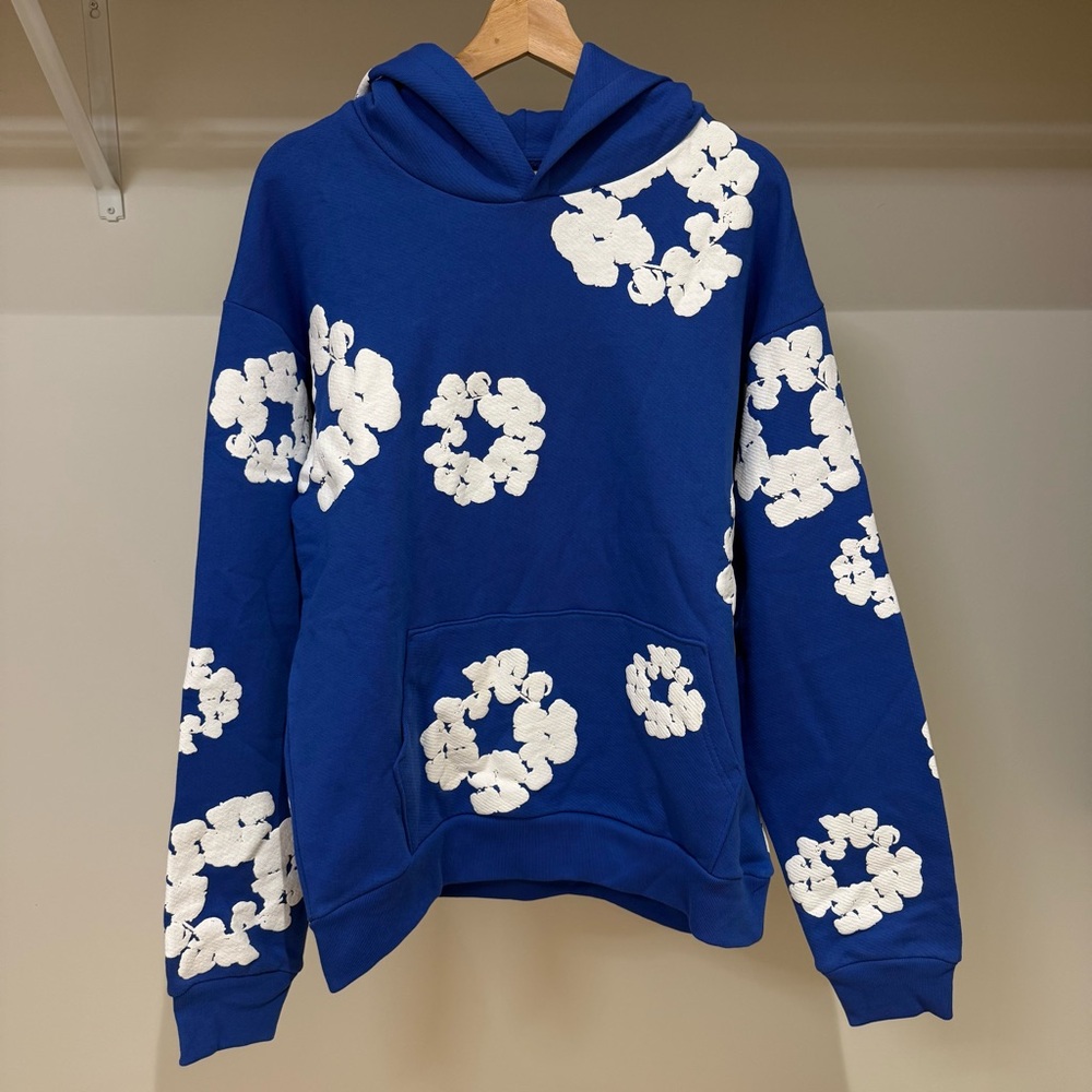 Denim Tears The Cotton Wreath Hoodie Sweatshirt Royal Blue Size Medium